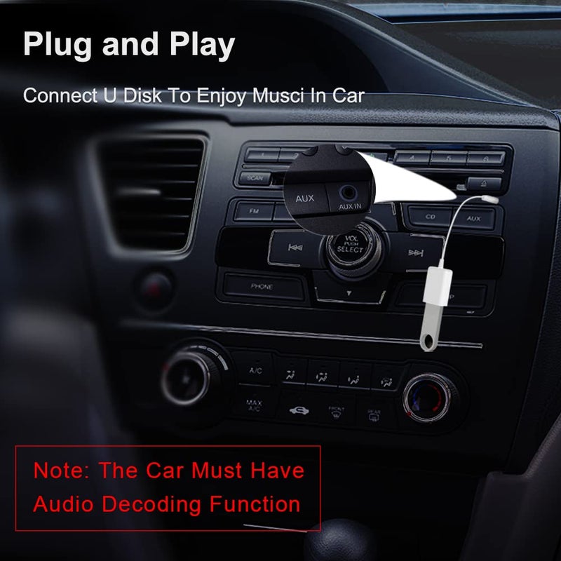 Oxsubor AUX to USB Adapter, 3.5mm Male Audio Jack to USB 2.0 Female Converter Cable, 2-Pack â€“ Only for Car AUX-in with MP3 Decoder, Not for Headphones, Speakers, Computers, or MP3 Players - Image 2